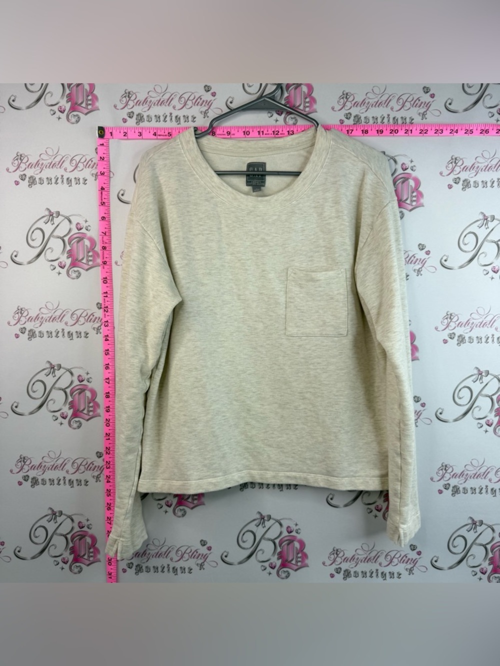 GAP long sleeve sweater white Cream Crewneck Sweat Pullover Logo Tag pocket